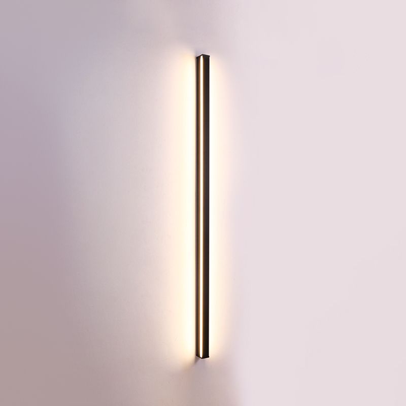 1 Light Linear Wall Mounted Lamps Modern Style Metal Wall Sconce Lights in Black