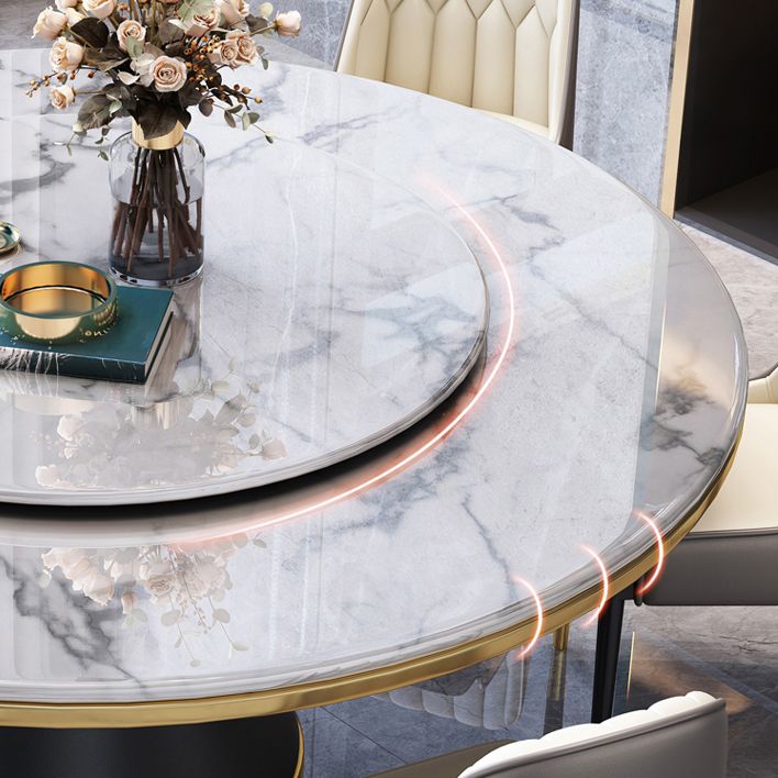 Marble Dining Table Luxury Style Single Pedestal Base Round Table for Home