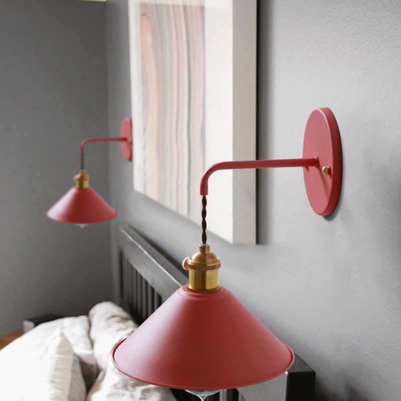 Illuminazione a parete cono cono in stile muro di metallo a montaggio per la camera da letto per camera da letto