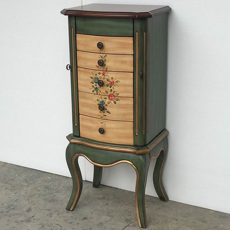 Mid-Century Modern Chest Wood Knobs Handcrafted Side Cabinet with Drawer