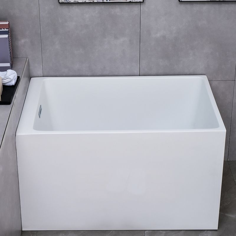 White Back to Wall Soaking Bathtub Contemporary Rectangular Acrylic Bath Tub