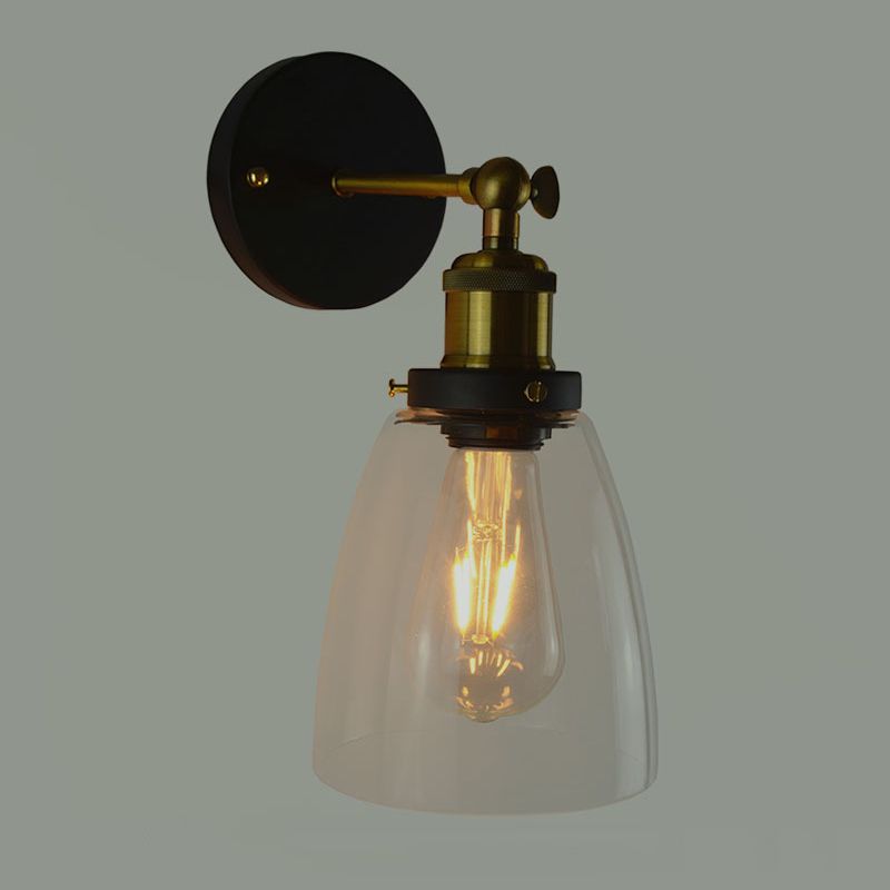 Industrielle vintage geometrische Wandlampe Schmiedeeisen -einzelnes Wandlicht mit klarem Glasschatten