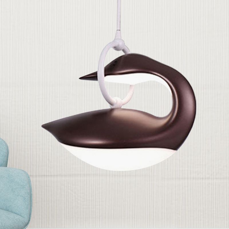 Luz de lámpara colgante marrón/dorada/blanca de cisne post moderna luz de techo LED de tono acrílico, luz de tercer engranaje