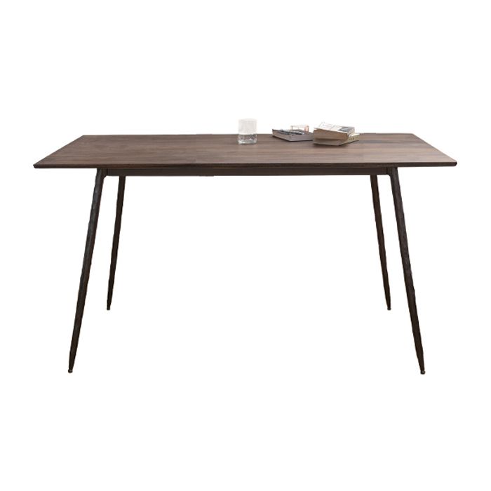 Metal Industrial Rectangle Dining Table Solid Wood Top Table with 4 Black Legs