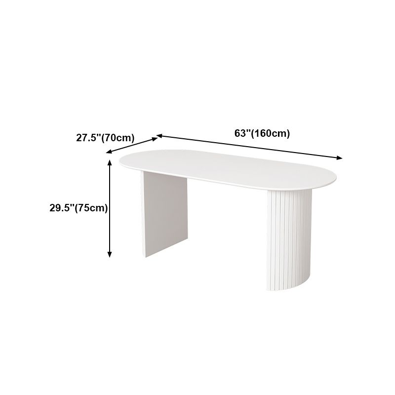Solid Wood White Dining Table Simplicity Double Pedestal Table for Dining Room
