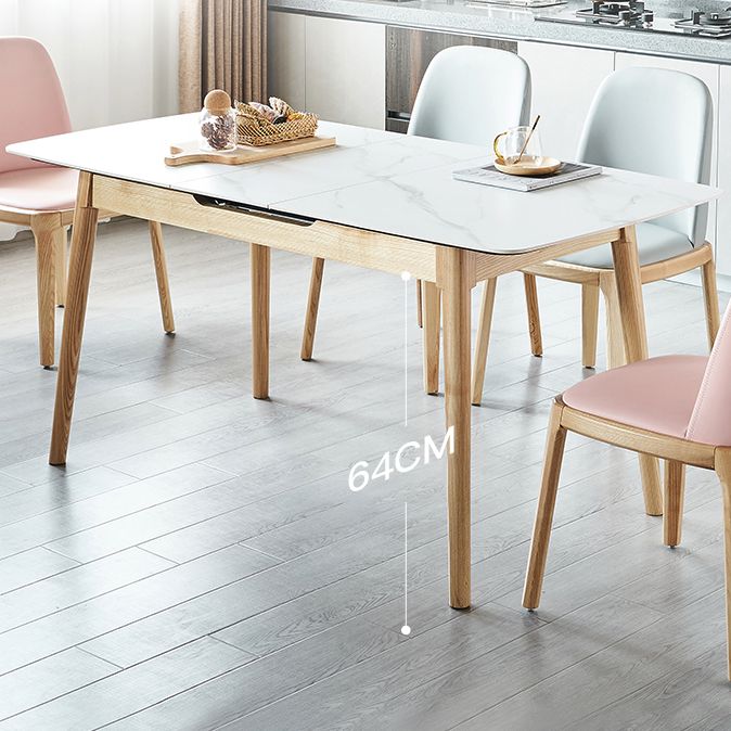 Minimalist Sintered Stone Dining Table White Extendable Dining Table for Kitchen