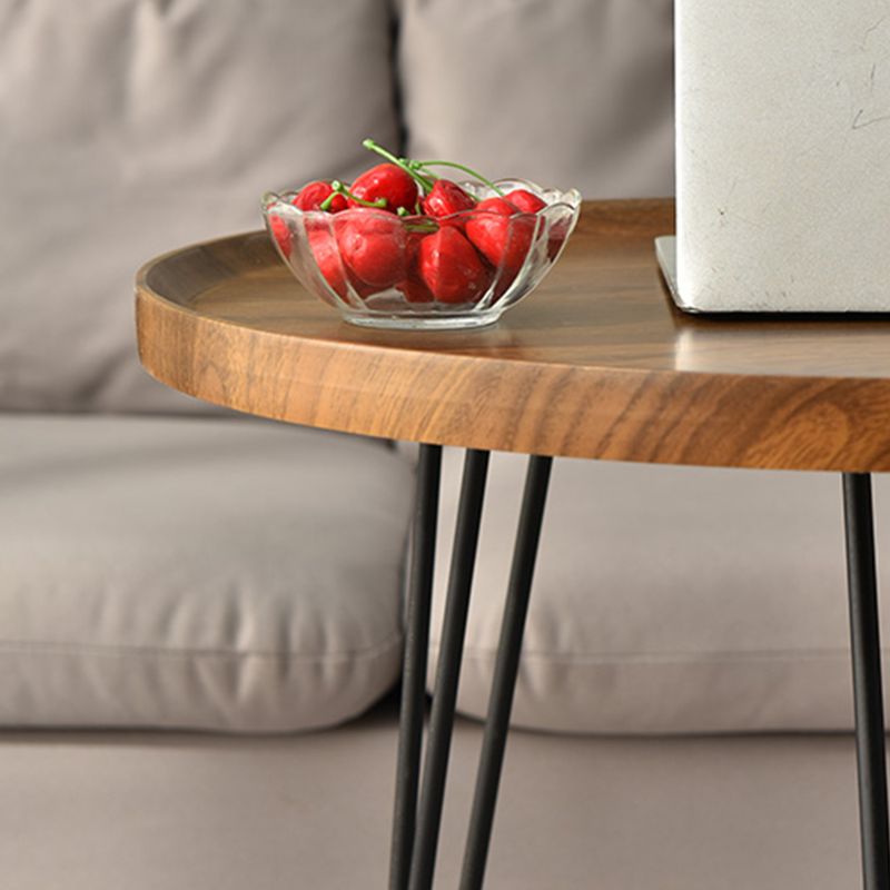Modern Style Black Metal Base Wood/grey/walnut Plate Round Table Top Side Table