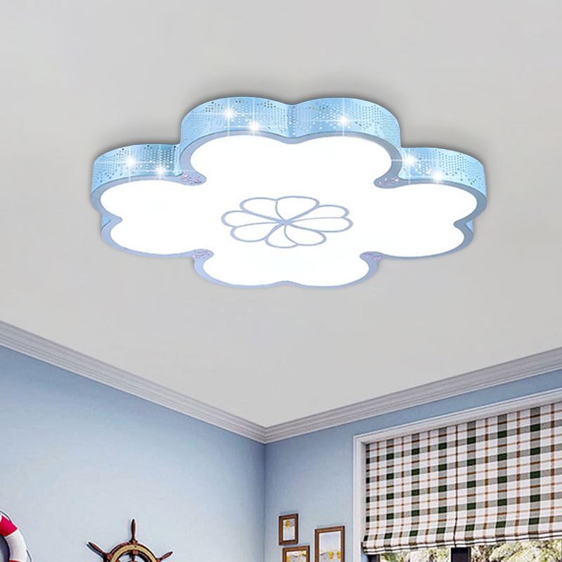 Cartoon Flower Ultradünne LED-Unterputzleuchte für Schlafzimmer aus Acryl in Weiß/Blau