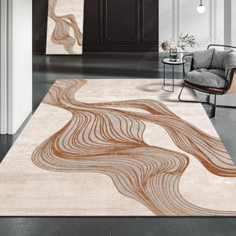 Reddish Brown Modern Carpet Blending Line Carpet Washable Carpet for Home Decor