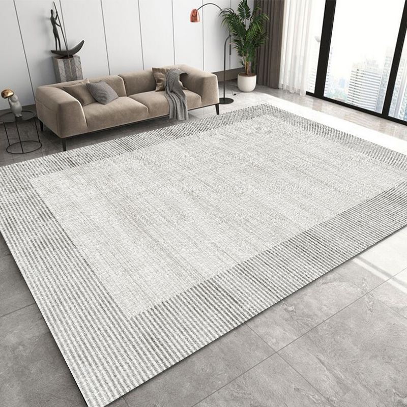 Simple Rug Grey Polyester Carpet Stain Resistant Rug for Living Room