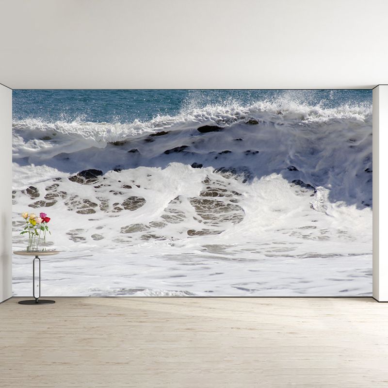 Sea Mural Wallpaper Modernist Nature Scenery Wall Covering in Light Color