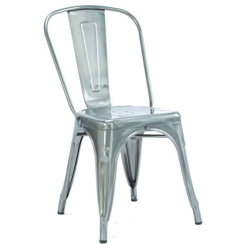 Industrial Dining Chair Slat Back Chair with 4 Metal Legs for Home Use