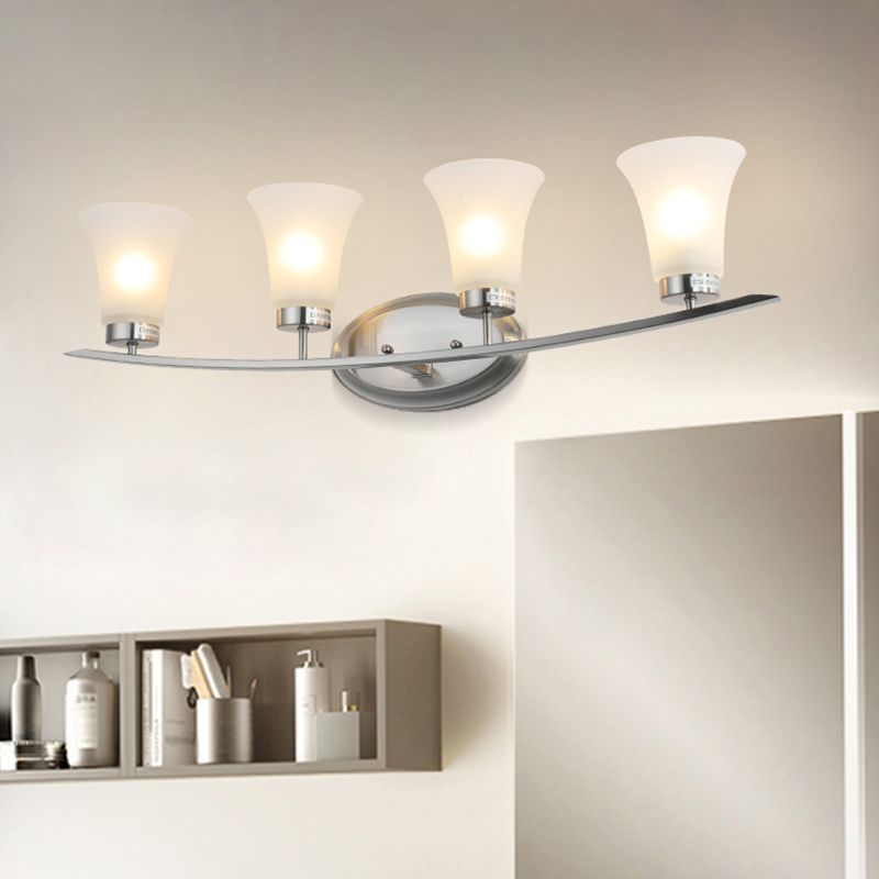 American Simplicity Wall Mounted Lights 4 Lights Opal White Glass Vanity Wall Sconce for Bathroom