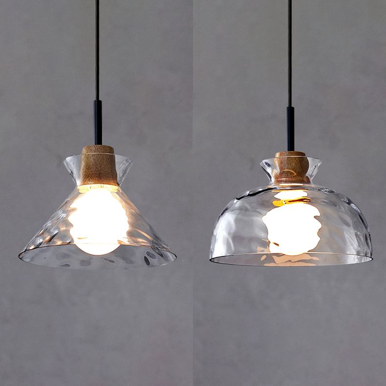 1 Licht geometrische Form hängende helle helle nordische Pendellampe mit klarem Glasschatten