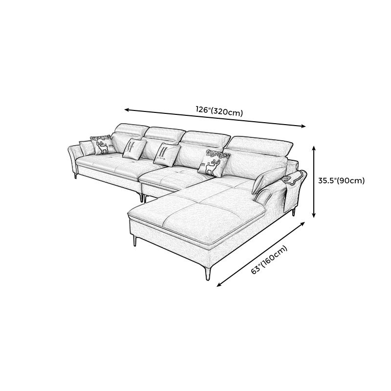 Fabric Pillow Top Arm Sectional 35.43"High High Back Sofa with Storage
