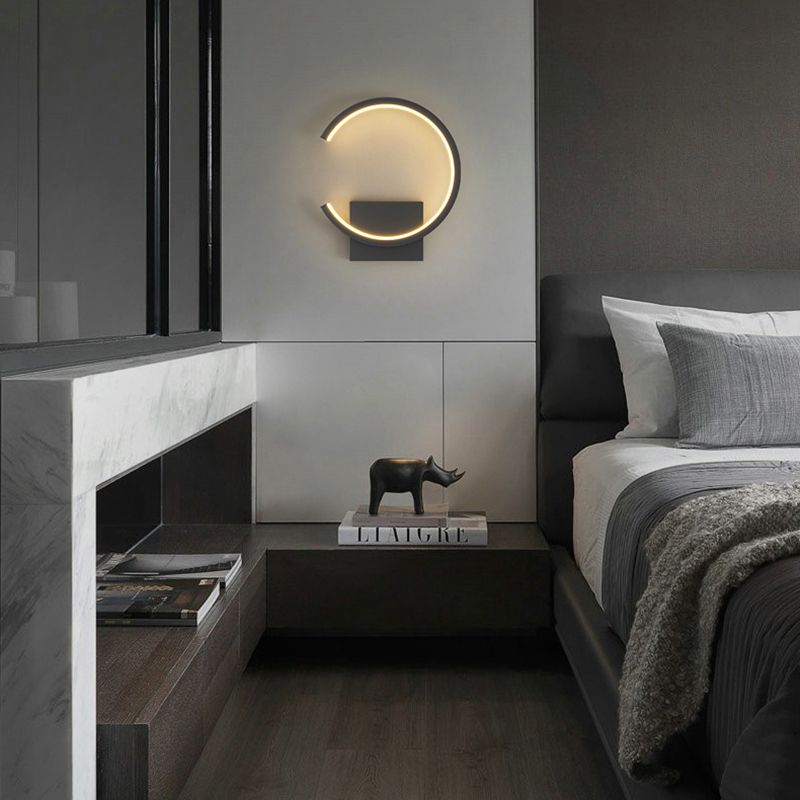 Lampada a monte a parete a forma rotonda a LED Lampada con applique da parete in metallo per camera da letto