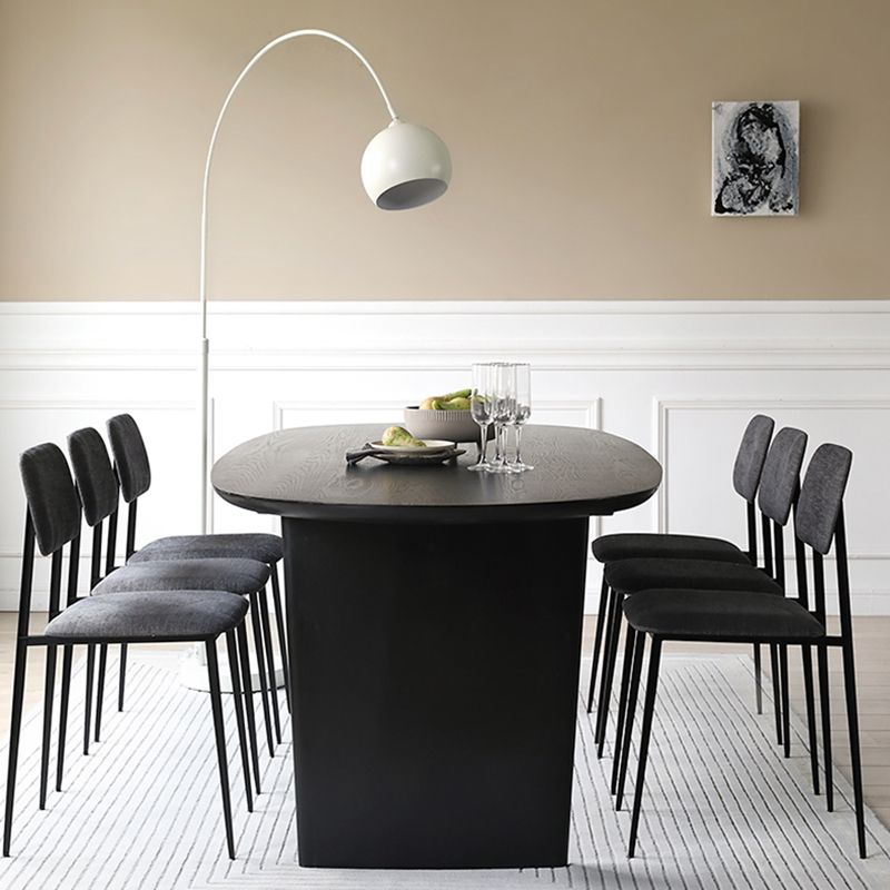 Solid Wood Contemporary Oval Dining Table Black Wood Top Table for Dining Room