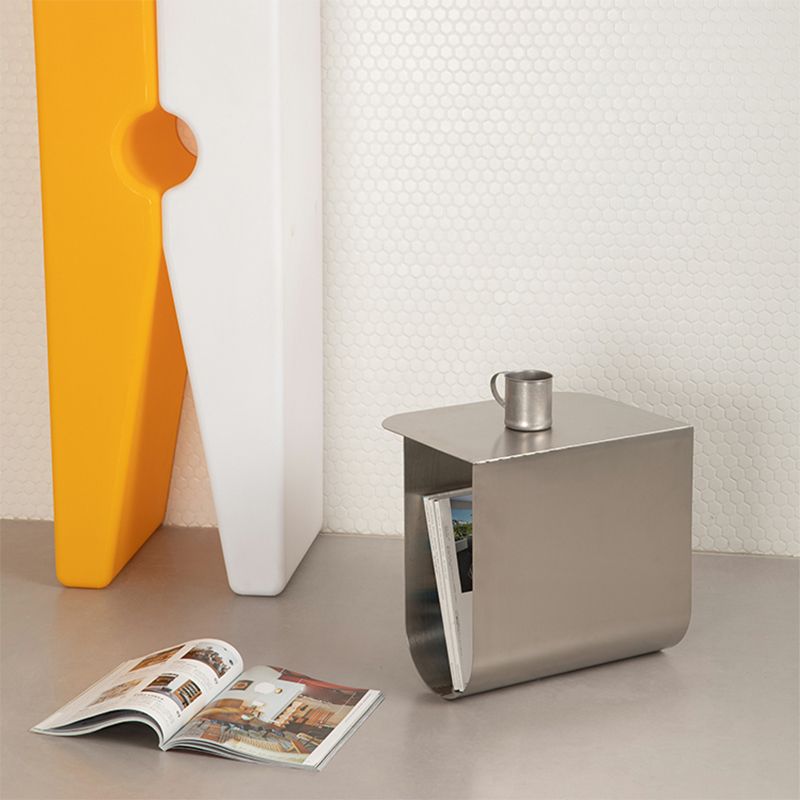 Contemporary Sofa Side Accent Table Metal with Storage Living Room Abstract