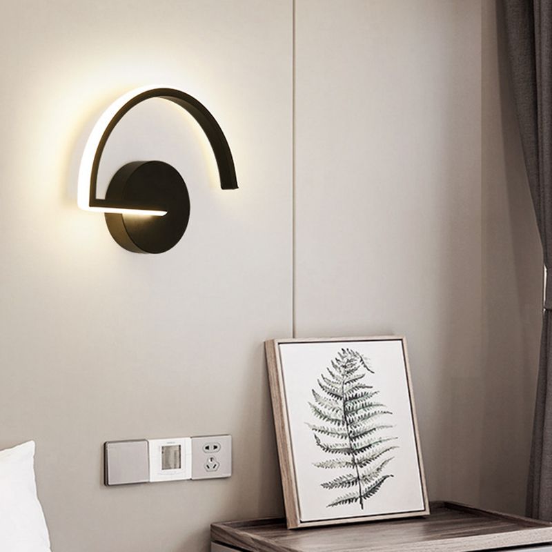 Nordic Fashion Wall Mount Lamp LED Metal Semicircle Sconce Light for Bedroom Living Room