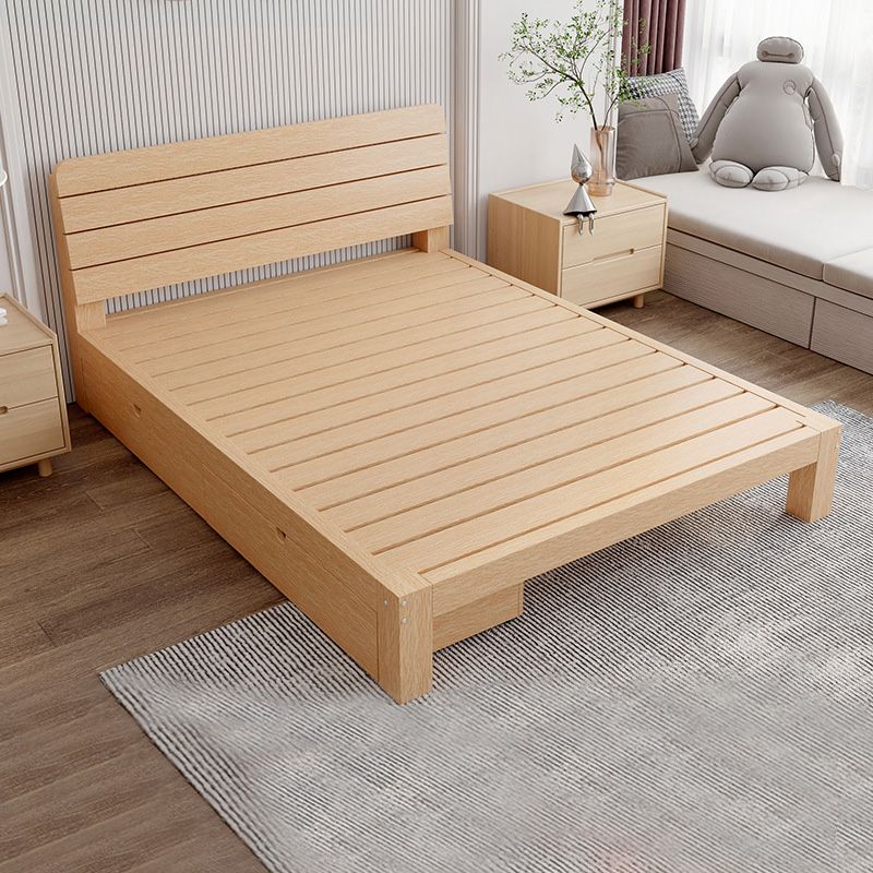 Solid Wood Storage Panel Bed with Headboard  Bed with Drawers
