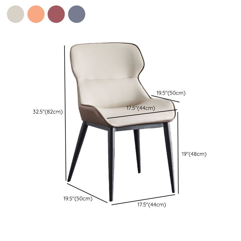 Contemporary Metal Dining Room Chair Arm Faux Leather Side Chair