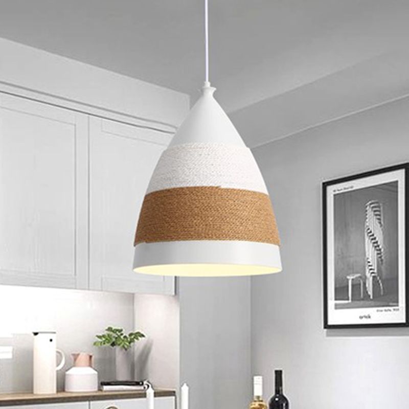 Domed Pendant Lamp Contemporary Metal 1 Head 9"/14" Wide White Ceiling Hanging Light