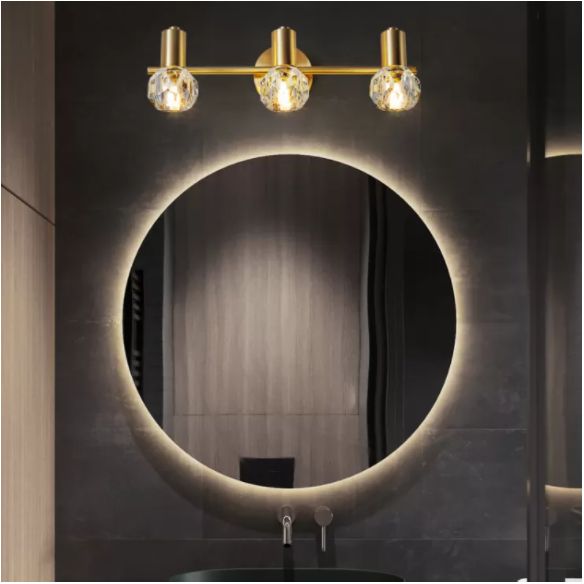 Modern Style Bulb Shaped Wall Lighting Fixture Bathroom Wall Mounted Light in Gold
