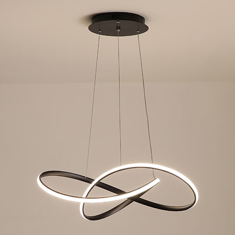Lacquered Iron LED Pendant Light in Modern Luxury Style Acrylic Linear Chandelier for Dining Room