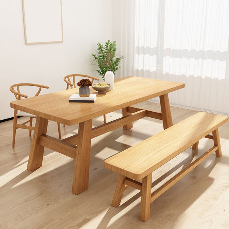 Simplicity Style Dinette Table Solid Wood Rectangle Dinner Table in Natural