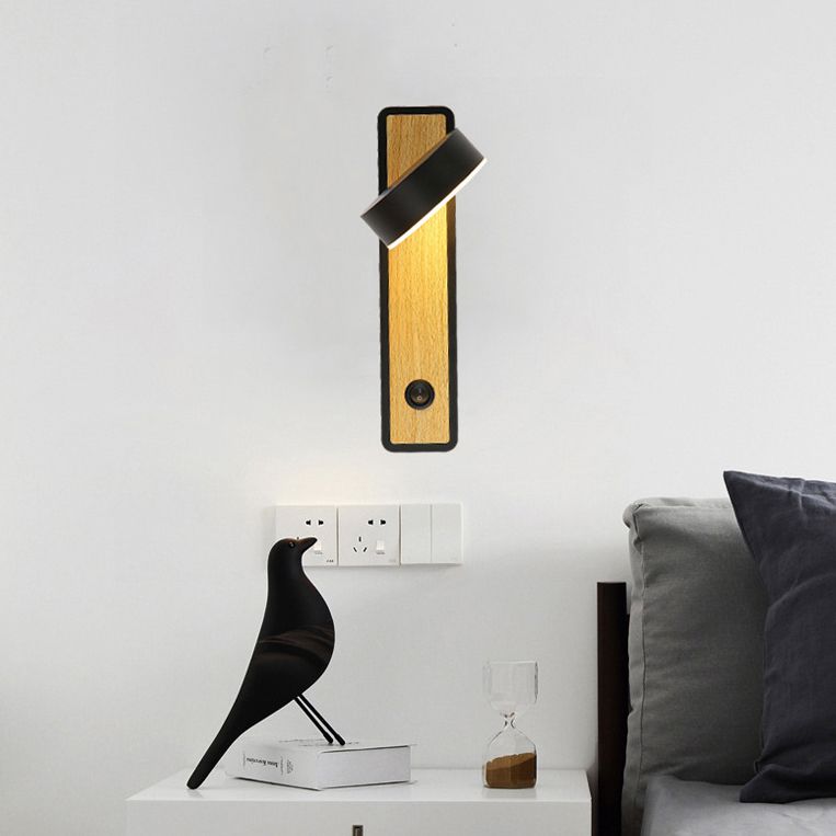 Geometric Shade 1-Light Wall Sconce Modern Style Wooden Wall Mount Light Fixture