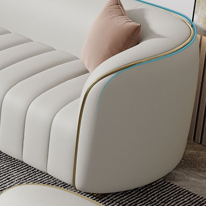 Modern Style Leather Sofa Living Room Tuxedo Arm Sofa Tight Back Seating
