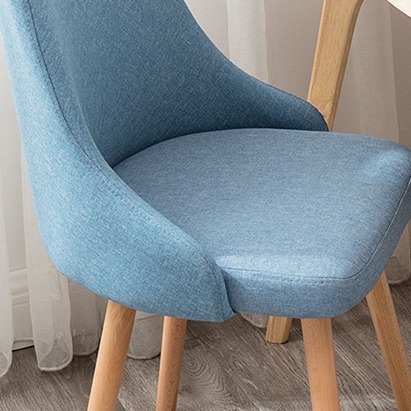 Cotton Blend /PU Upholstered Accent Chair Solid Wood Chair with 4 Legs