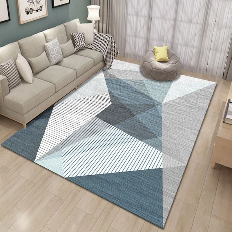 Multi-Color Geometrical Design Rug Contemporary Decorative Indoor Rug Polyester Non-Slip Backing Carpet for Home Decoration