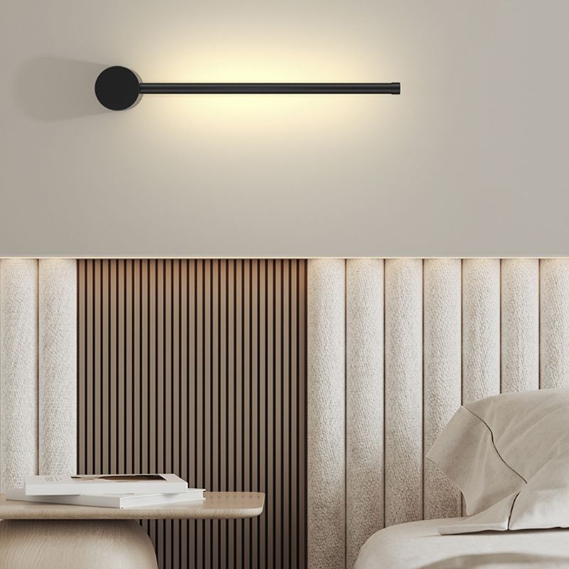 Modern Metal Wall Sconce Linear Shape Wall Lamp with Silicone Shade in Black