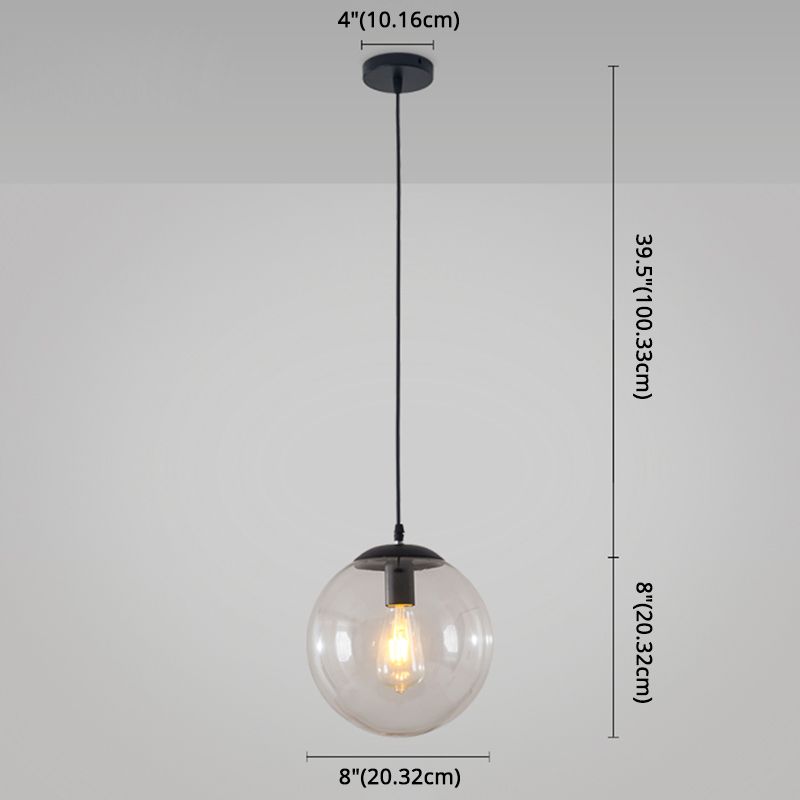 Minimaliste moderne à 1 lampe à la lumière Lumière Bubble Boule de verre transparent Lumière suspendue avec 39 "fil suspendu