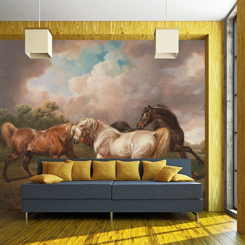 Classic Illustration Wallpaper Moisture Resistant Art above Bed Wall Mural