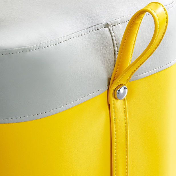 Modern Square Pouf Fade Resistant Contrast Color Faux Leather Pouf Ottoman