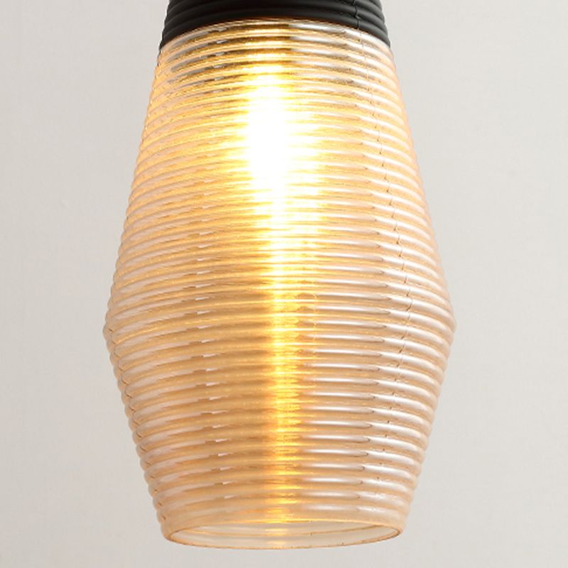 Apparecchio di illuminazione a sospensione geometrica retrò 1 lampadina in vetro ambra sospeso per sala da pranzo