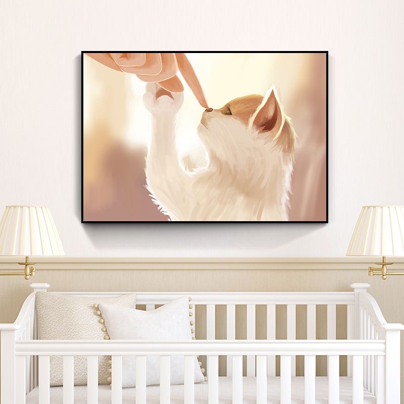 Textured Pastel Color Wrapped Canvas Children's Art Style Animal Pattern Painting