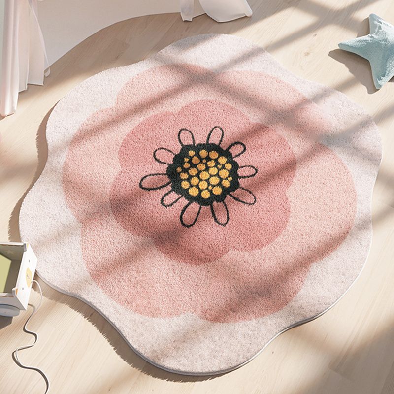 Novelty Contemporary Carpet Lambswool Adults Indoor Rug Floral Print Rug Non-Slip Backing
