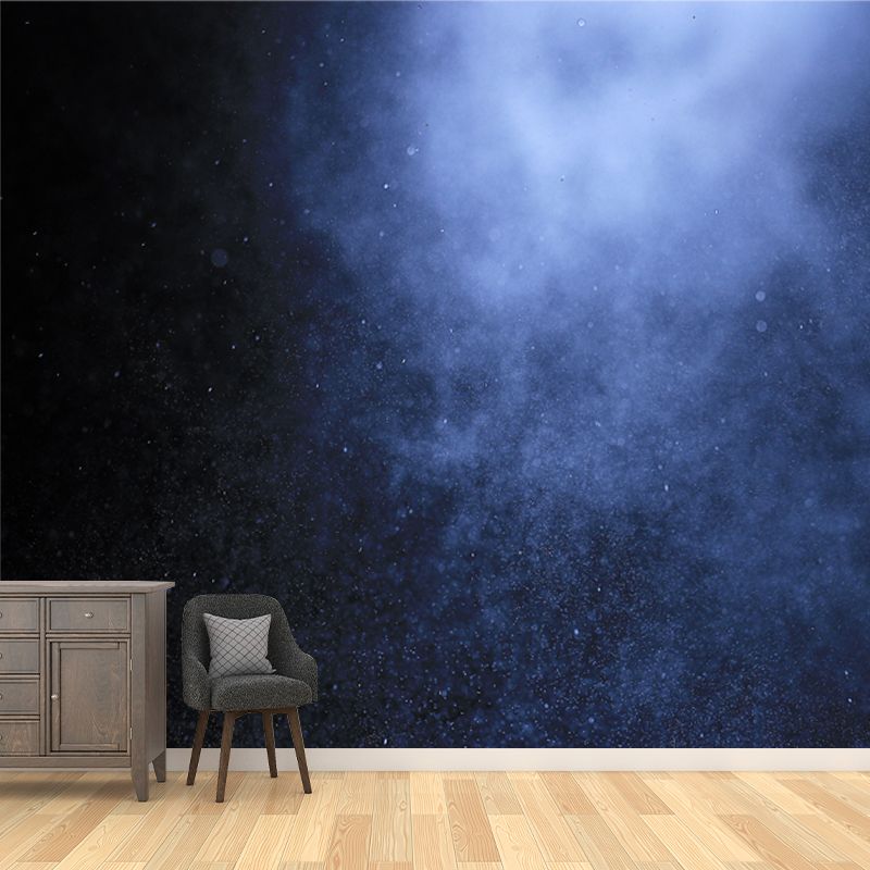 Modern Nebula Galaxy Mural Wallpaper Blue-Black Waterproof Wall Covering for Home