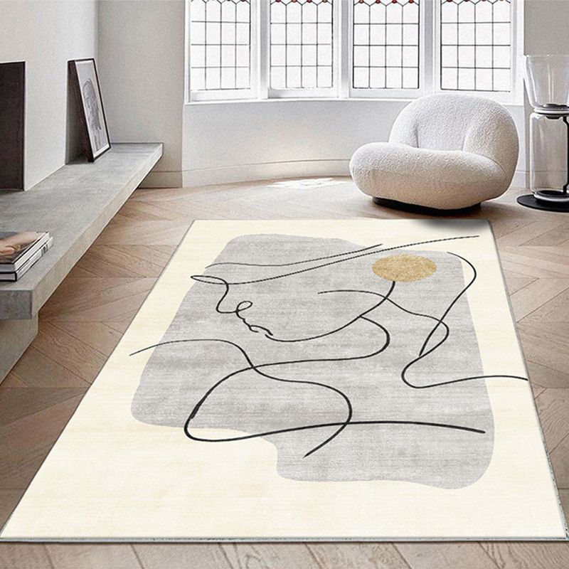 White Modern Carpet Polyester Color Block Carpet Stain Resistant Carpet for Drawing Room