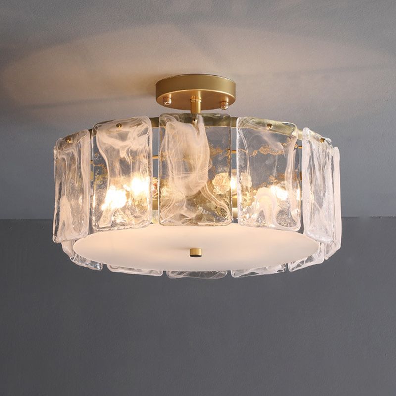 Contemporary Ceiling Lamp Simple Flush Mount Light Fixture with Glass Shade for Bedroom