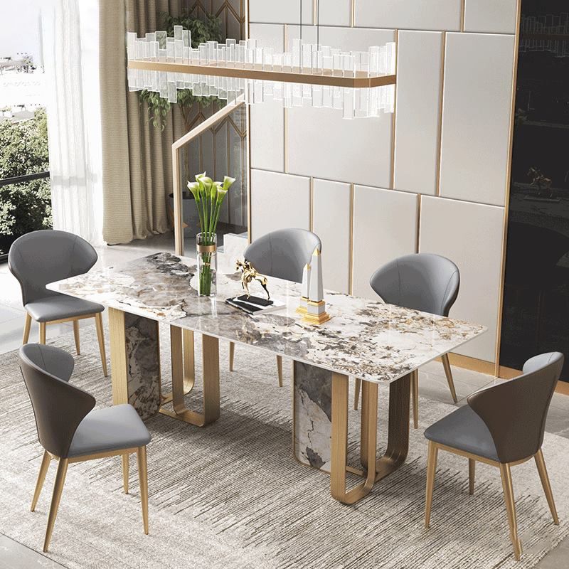 Luxury Sintered Stone Dining Set Rectangle 1/3/4/5/6/7/9 Pieces Dining Table with Chairs
