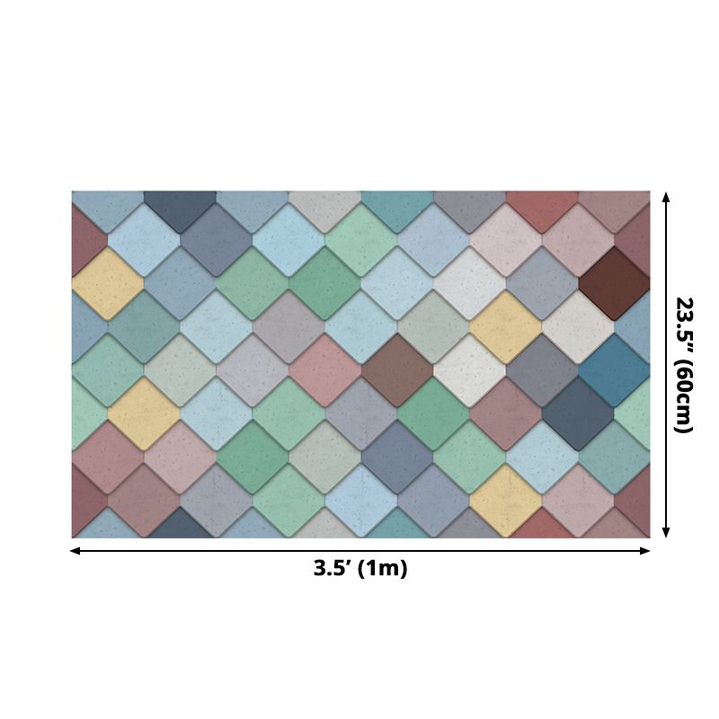 Multicolored Square Brick Wallpapers Mosaic Tile Modern Self Sticking Wall Covering