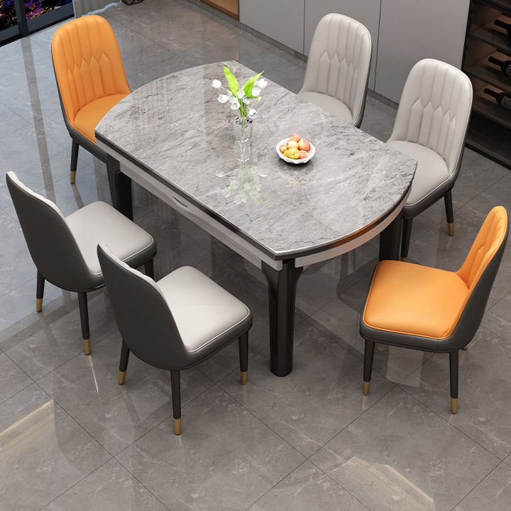 Modern Stone Round Dining Table Rubber Wood Base for Dining Room