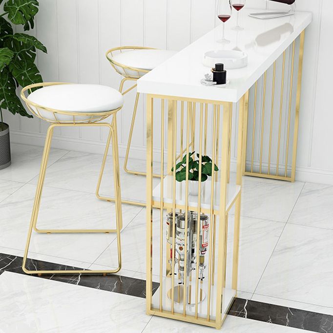 Glam 1/2/3 Pieces Bar Table Set Rectangle Bar Table with High Metal Stools for Home