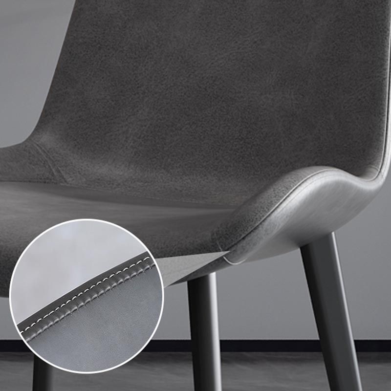 Industrial Leather Armless Dining Chair Wingback Side Chair for Kitchen