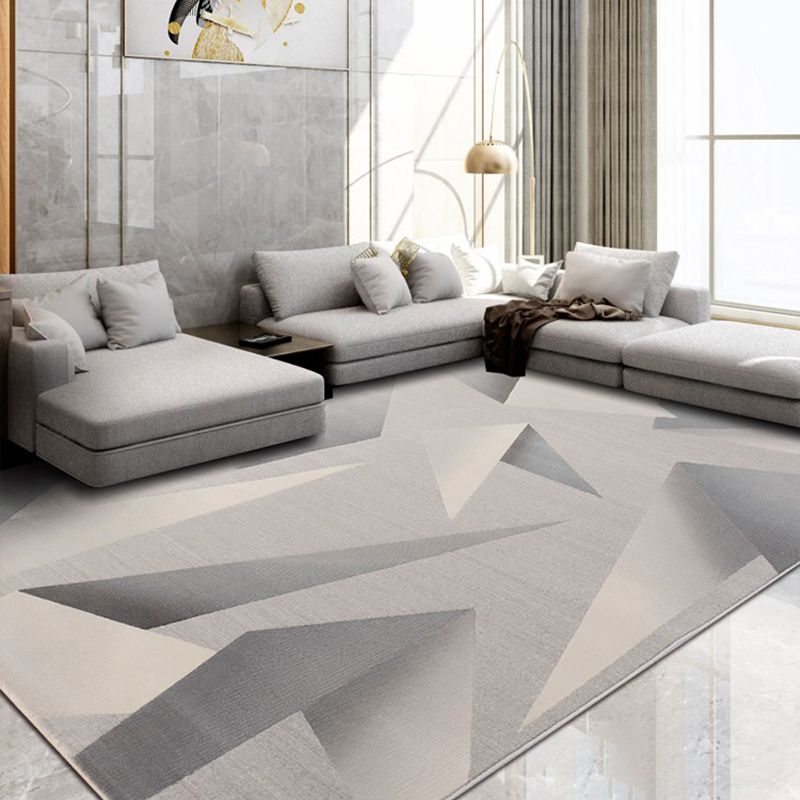 Modern Living Room Rug Multi Colored Abstract Printed Area Carpet Polyster Non-Slip Backing Pet Friendly Indoor Rug