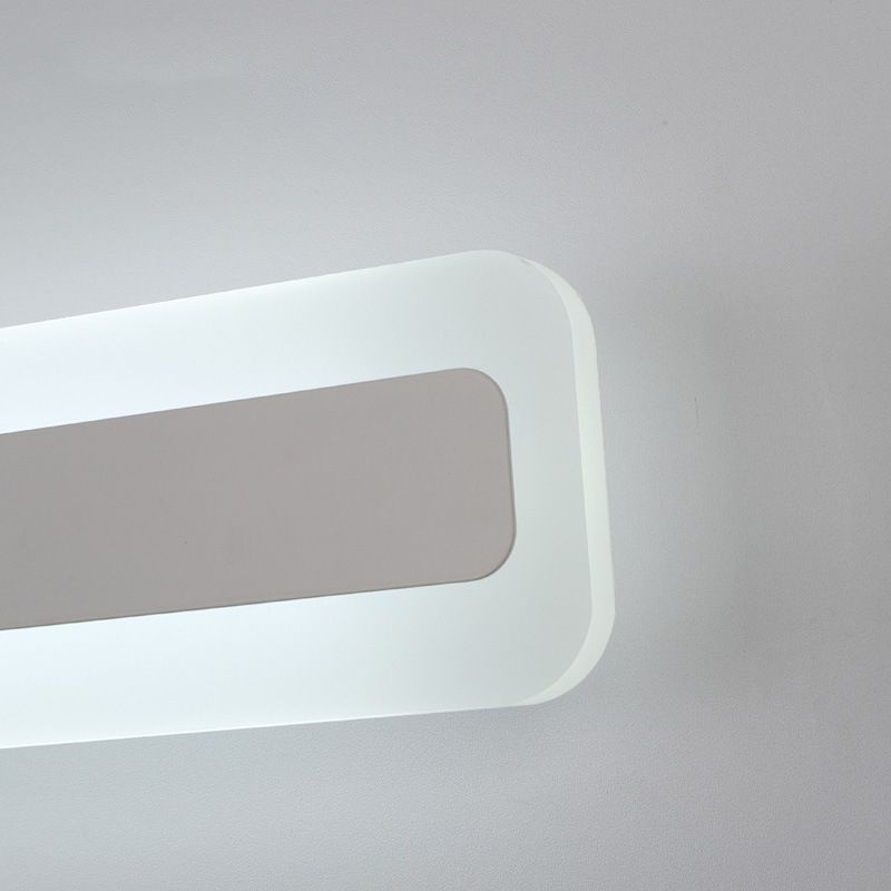 Ultrathin Bar Shaped Flush Wall Sconce Minimalist Acrylic White LED Vanity Light Fixture